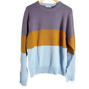 AYR The Yachty Moma Colorblock Crewneck Merino Wool Sweater Size XL